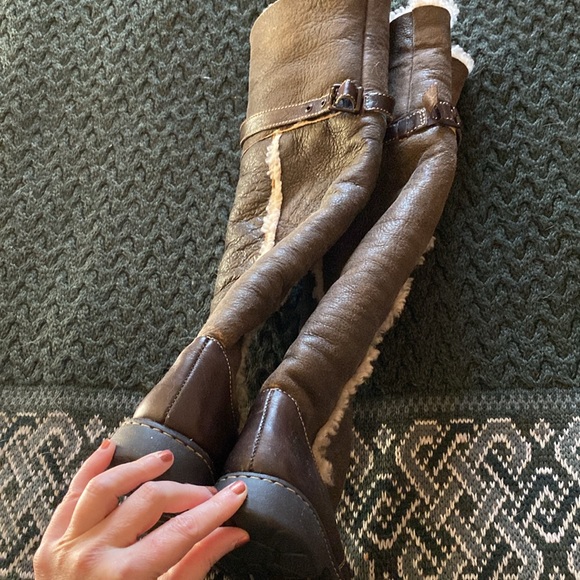 Born cognac leather/shearling lined boots, over the knee/ folds to knee - Picture 13 of 15